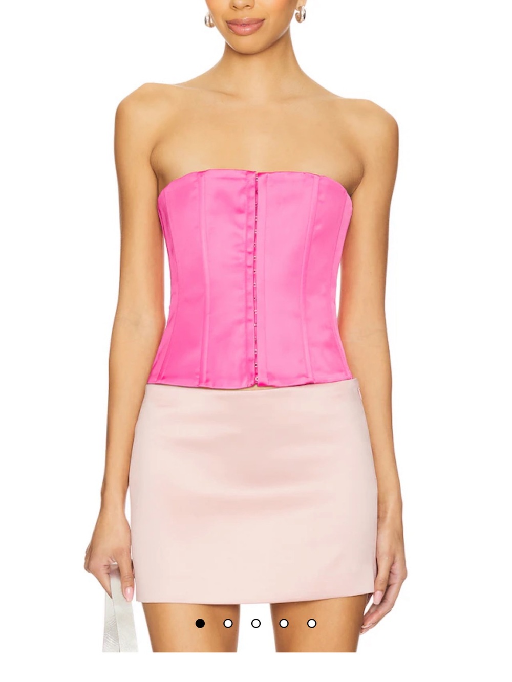 Danielle Guizio Hot Pink Satin Strapless Corset Top